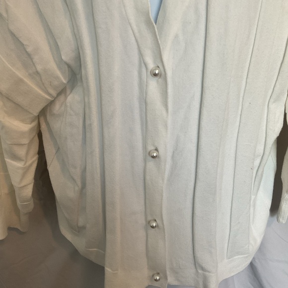 Crown & Ivy Cardigan Sweater.  Plus Size.  Off White.  Size 4X.  Pearl buttons. - Picture 2 of 5